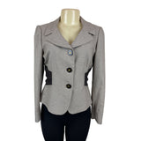 Tahari Women's Brown 3 Button in Line Fitted Lapel Collar Blazer Sz 4P
