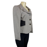 Tahari Women's Brown 3 Button in Line Fitted Lapel Collar Blazer Sz 4P