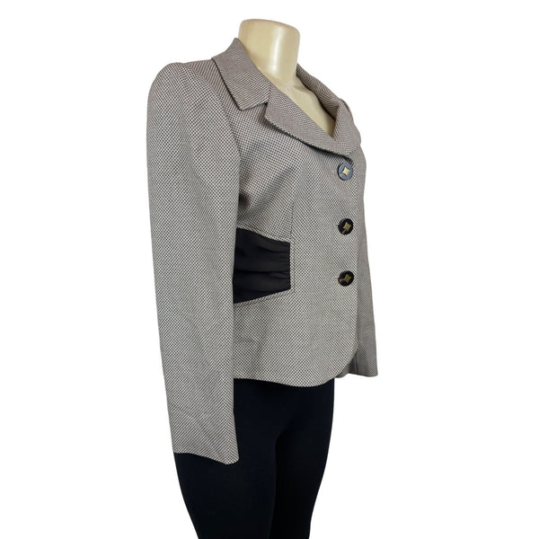 Tahari Women's Brown 3 Button in Line Fitted Lapel Collar Blazer Sz 4P