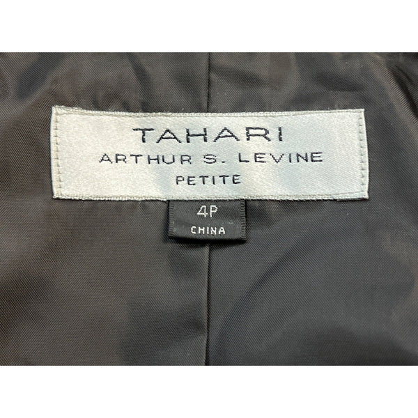 Tahari Women's Brown 3 Button in Line Fitted Lapel Collar Blazer Sz 4P