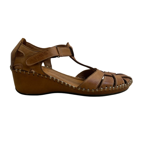 Venüs Women’s Brown Leather Wedge Sandals Size 38
