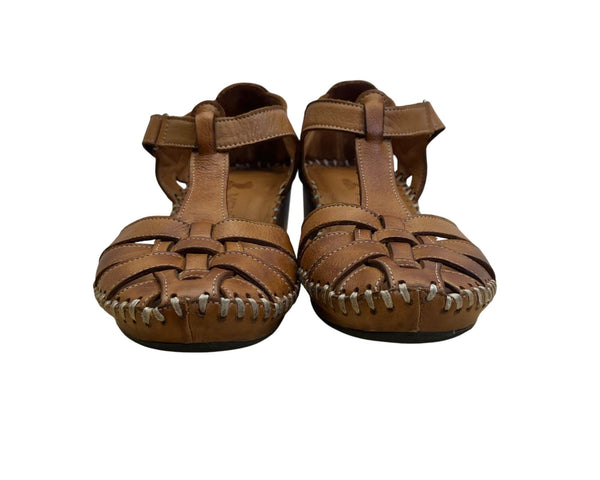 Venüs Women’s Brown Leather Wedge Sandals Size 38