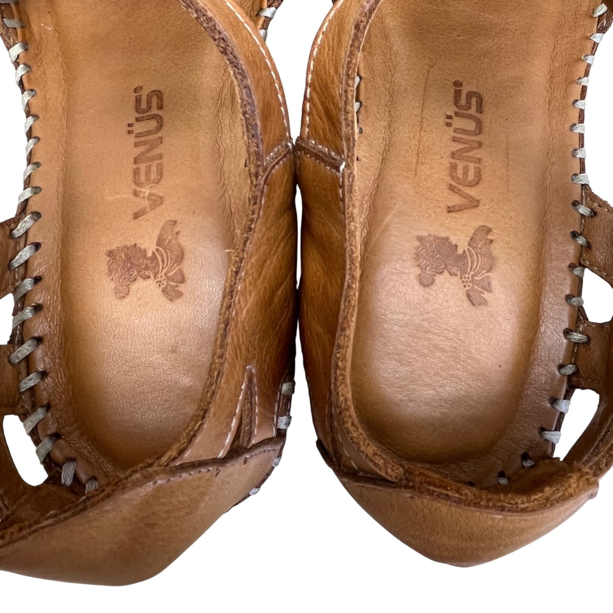 Venüs Women’s Brown Leather Wedge Sandals Size 38