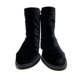 Stuart Weitzman Black Velvet Mid-Calf Boots Pearl Button Accents & Zipper Sz 11M