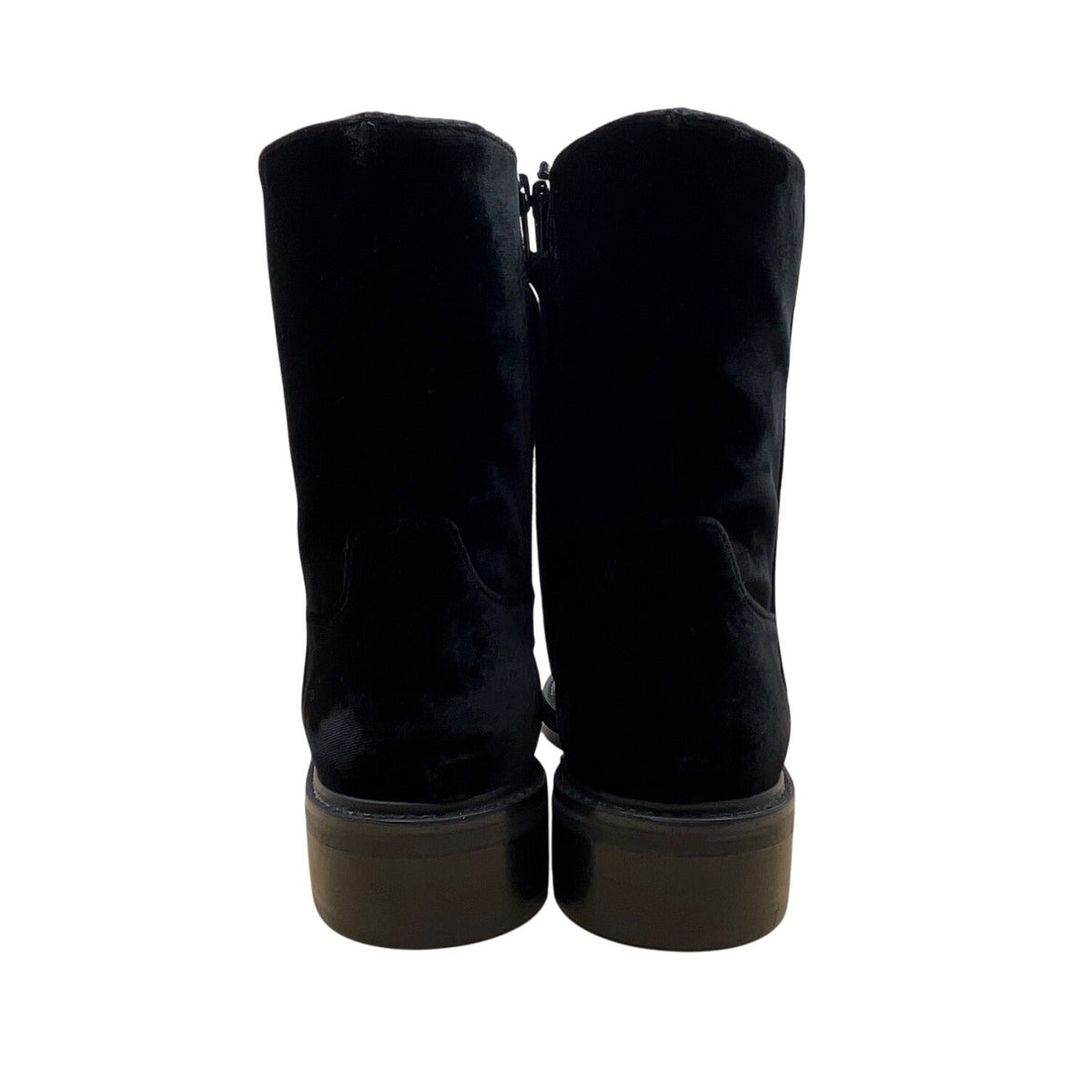 Stuart Weitzman Black Velvet Mid-Calf Boots Pearl Button Accents & Zipper Sz 11M