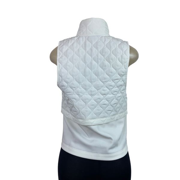 Nike Womens Aerolayer Running Vest White Quilted Lightweight Hooded S - New