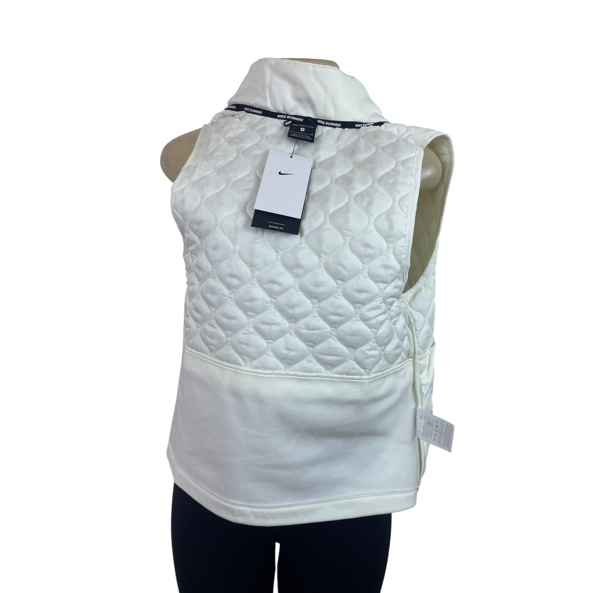 Nike Womens Aerolayer Running Vest White Quilted Lightweight Hooded S - New