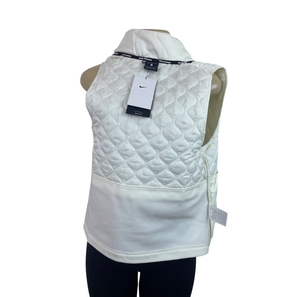 Nike Womens Aerolayer Running Vest White Quilted Lightweight Hooded S - New