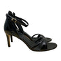 Michael Kors Black Patent Leather Mk Gold Detail Strappy Heeled Sandals Size 9M