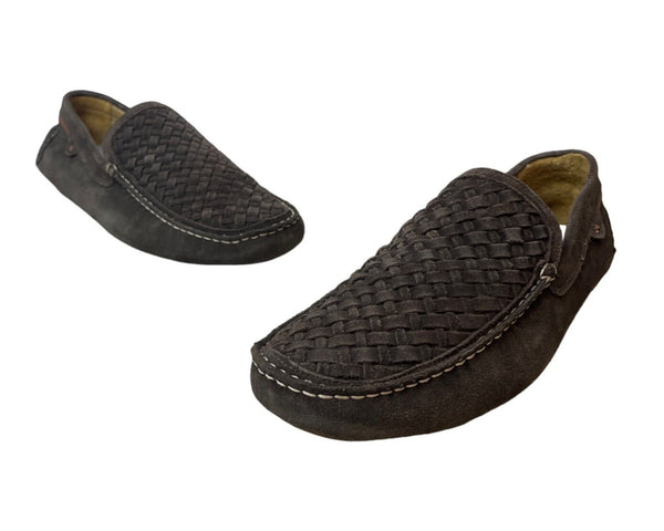 Johnston & Murphy Men's Dark Brown Suede Wooven Driver Mizell Sz 12M