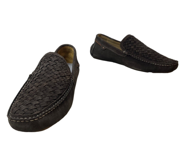 Johnston & Murphy Men's Dark Brown Suede Wooven Driver Mizell Sz 12M