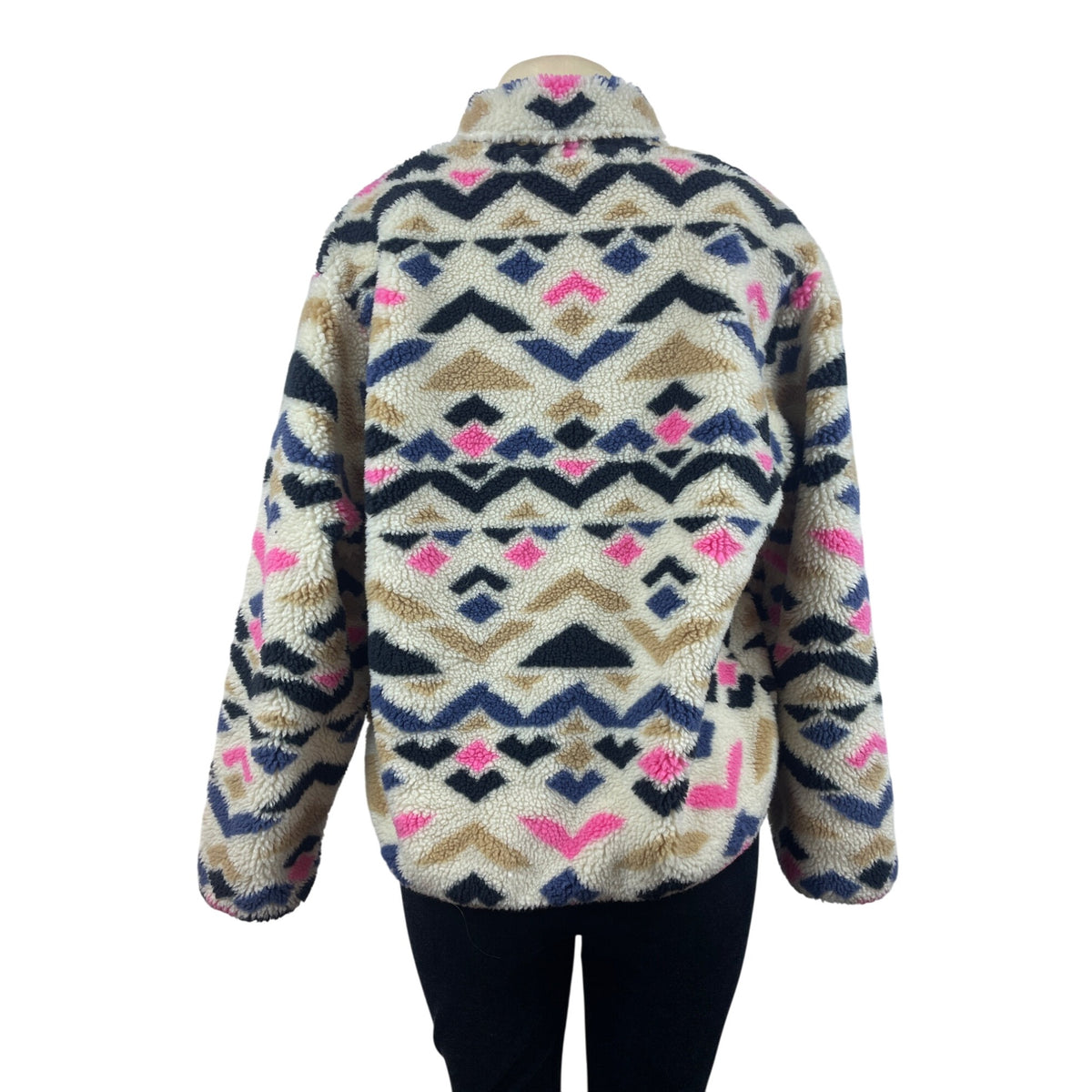 Levis Women's Large Aztec Fleece Pullover Kangaroo Pocket & Half Zip Front Size L