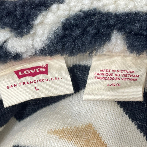 Levis Women's Large Aztec Fleece Pullover Kangaroo Pocket & Half Zip Front Size L
