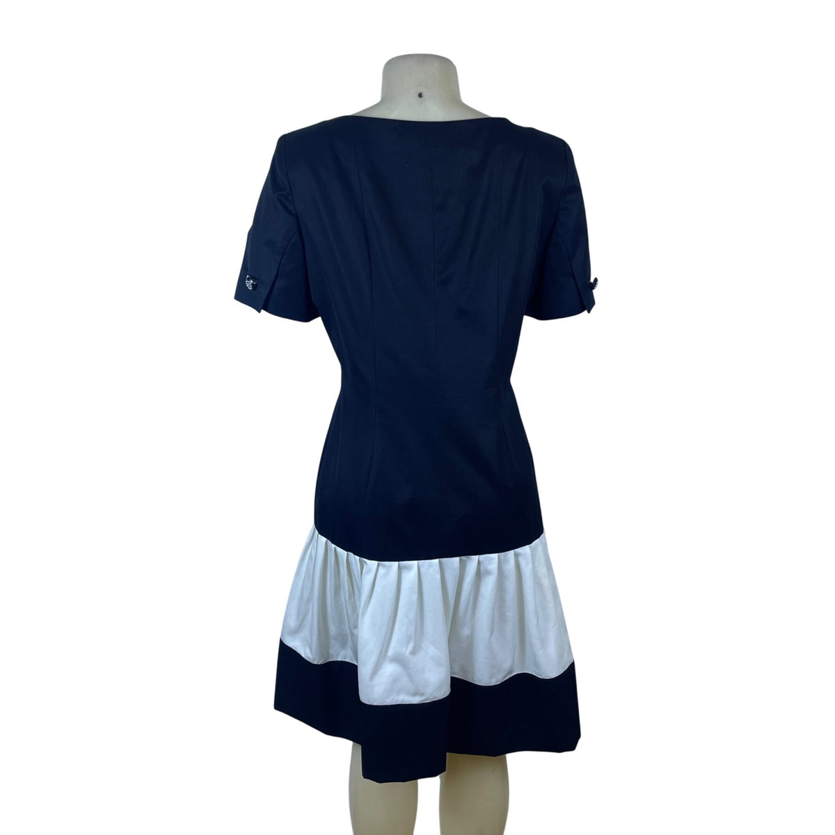 Ann Lawrence Today Black & White Short Sleeve Button Front Dress Sz 12 - New