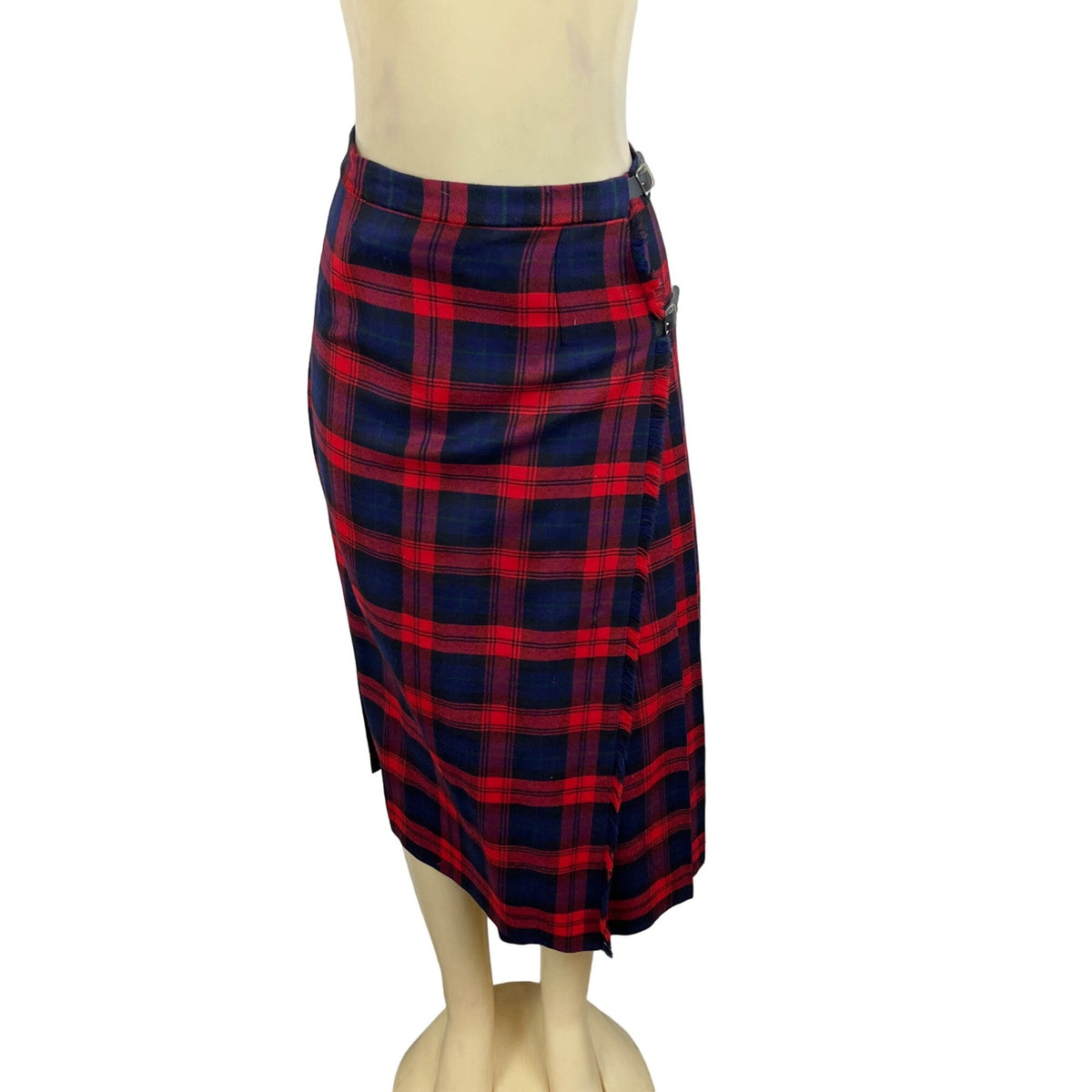 Triminghanis Women's Red Plaid Midi Skirt Sz 10
