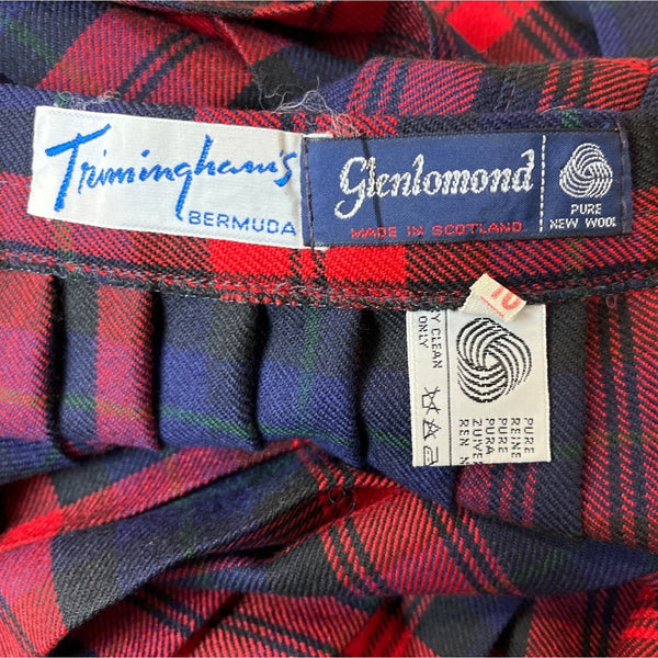 Triminghanis Women's Red Plaid Midi Skirt Sz 10