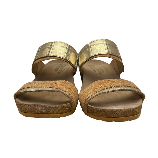 Naot Women’s Gold Metallic Leather Slip-On Comfort Cork Wedge Sandals Size 6