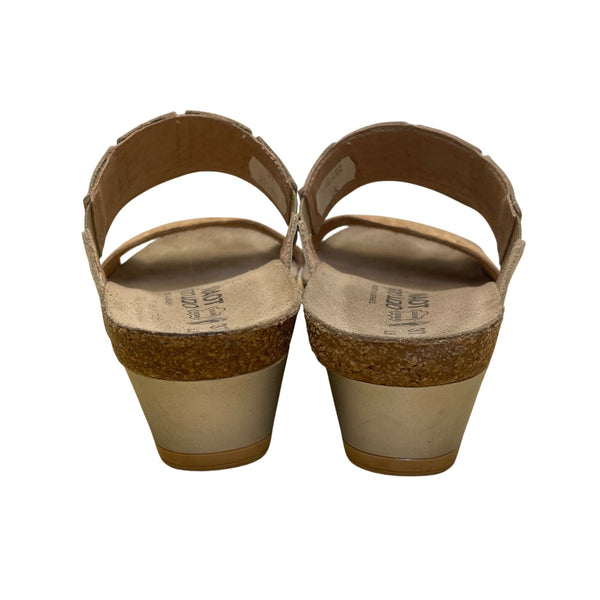 Naot Women’s Gold Metallic Leather Slip-On Comfort Cork Wedge Sandals Size 6