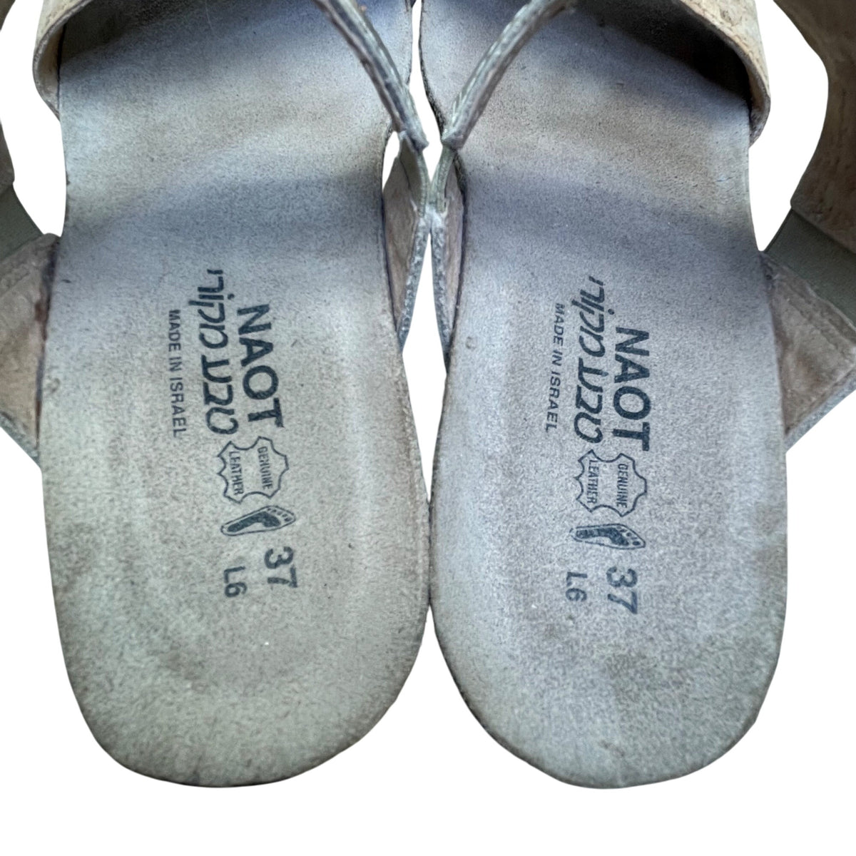 Naot Women’s Gold Metallic Leather Slip-On Comfort Cork Wedge Sandals Size 6