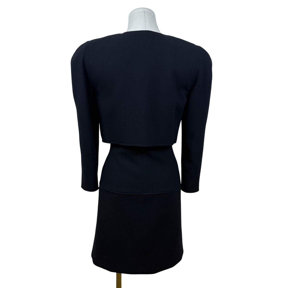Vintage Oscar De La Renta  Black Satin Bow Long Sleeve Cocktail Dress Size 4