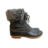 Report Gray Faux Fur Trimmed Tweed Rubber Duck Winter Boots Sz 7.5