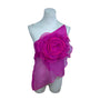 Fashion Nova Womens Hot Pink Floral Rose Sheer Asymmetrical Top Size S - New