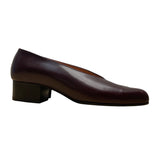 Robert Clergerie Burgundy Leather Habana Square-Toe Block Heel Shoes Sz 5.5B-New