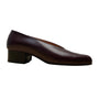 Robert Clergerie Burgundy Leather Habana Square-Toe Block Heel Shoes Sz 5.5B-New