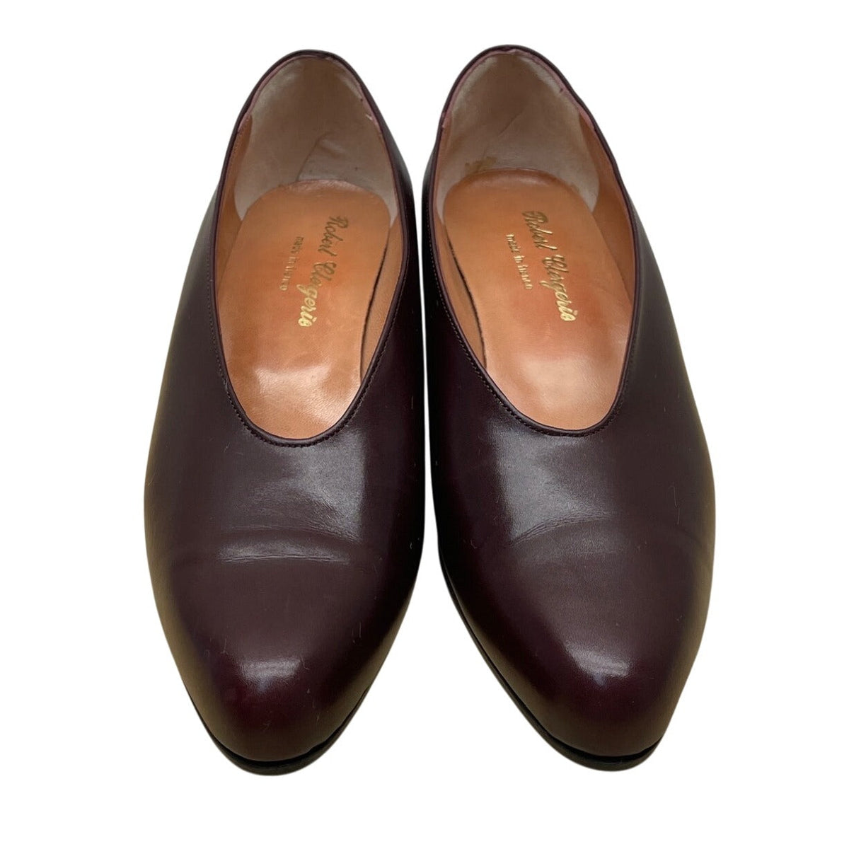Robert Clergerie Burgundy Leather Habana Square-Toe Block Heel Shoes Sz 5.5B-New