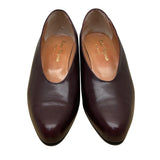 Robert Clergerie Burgundy Leather Habana Square-Toe Block Heel Shoes Sz 5.5B-New