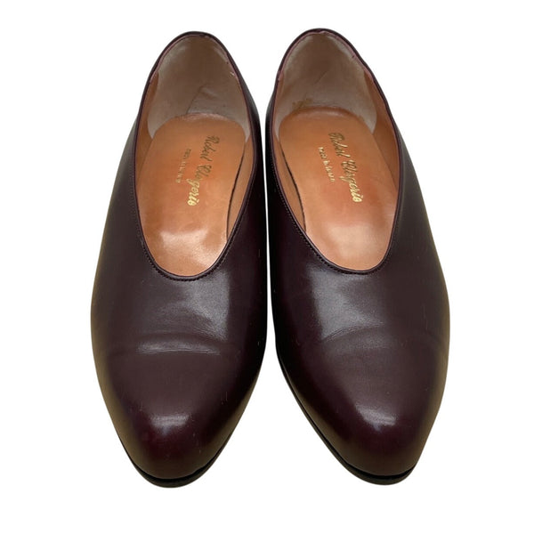 Robert Clergerie Burgundy Leather Habana Square-Toe Block Heel Shoes Sz 5.5B-New
