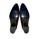 Robert Clergerie Burgundy Leather Habana Square-Toe Block Heel Shoes Sz 5.5B-New