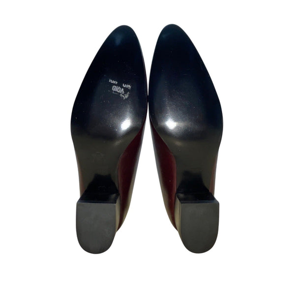 Robert Clergerie Burgundy Leather Habana Square-Toe Block Heel Shoes Sz 5.5B-New