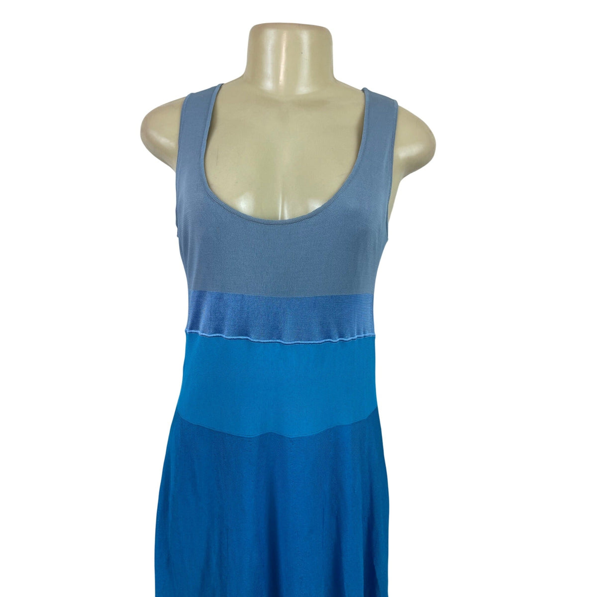Agnona Womens Sleeveless Colorblock Maxi Dress W/ Scoop Neck Blue Gradient Sz M