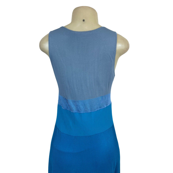 Agnona Womens Sleeveless Colorblock Maxi Dress W/ Scoop Neck Blue Gradient Sz M