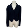 Un Jour Ailleurs Womens Navy Blue Button-Up Cropped Blazer Jacket Sz 18 - New