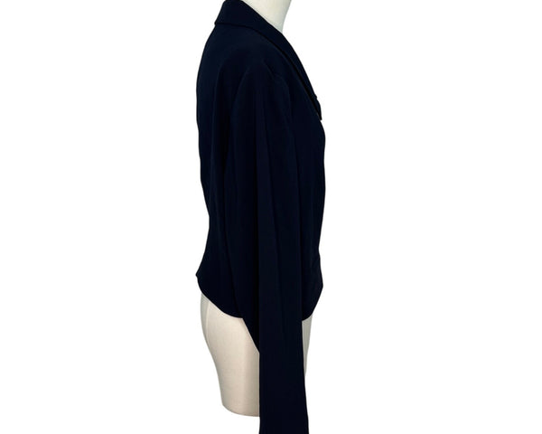 Un Jour Ailleurs Womens Navy Blue Button-Up Cropped Blazer Jacket Sz 18 - New
