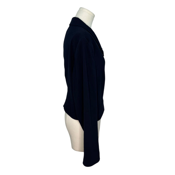 Un Jour Ailleurs Womens Navy Blue Button-Up Cropped Blazer Jacket Sz 18 - New