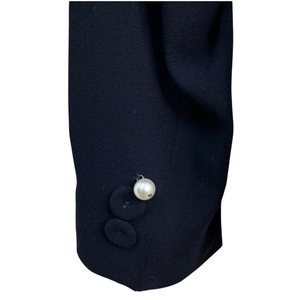 Un Jour Ailleurs Womens Navy Blue Button-Up Cropped Blazer Jacket Sz 18 - New