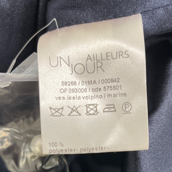Un Jour Ailleurs Womens Navy Blue Button-Up Cropped Blazer Jacket Sz 18 - New