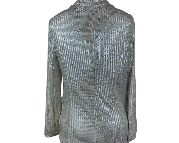 Main Strip Womens Gold Tone Sequined Open Front Cardigan Jacket Sz S - New