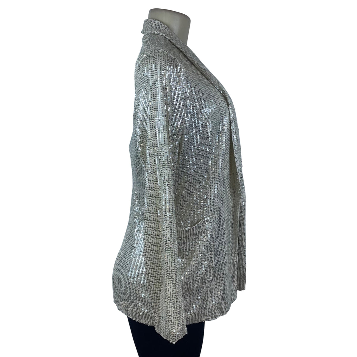 Main Strip Womens Gold Tone Sequined Open Front Cardigan Jacket Sz S - New