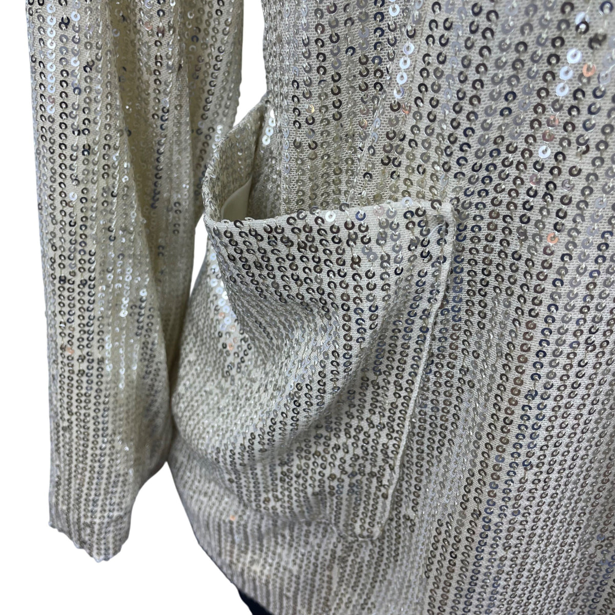 Main Strip Womens Gold Tone Sequined Open Front Cardigan Jacket Sz S - New