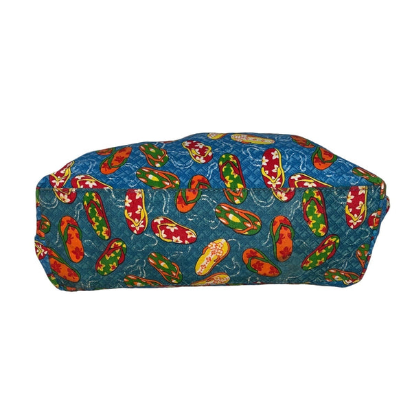 Vtg Avon Women’s Blue Flip Flop Pattern Shoulder Bag Magnetic Closure Sz M