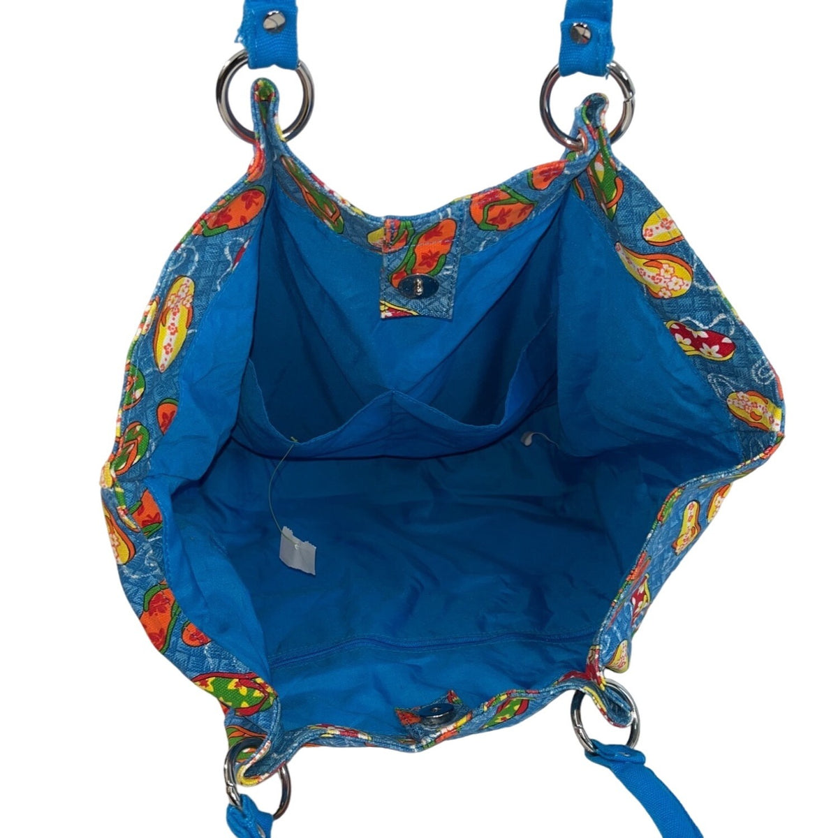 Vtg Avon Women’s Blue Flip Flop Pattern Shoulder Bag Magnetic Closure Sz M