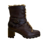 UGG Ingrid Women’s Brown Leather & Real Fur Lining Side Zipper Heeled Boots Sz 7