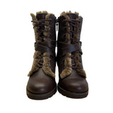 UGG Ingrid Women’s Brown Leather & Real Fur Lining Side Zipper Heeled Boots Sz 7
