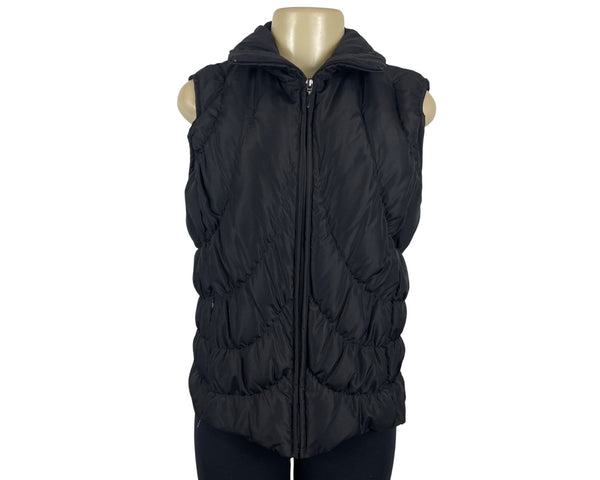 Nine West Womens Black Sleeveless Puffer Vest With Zipped Closure Size M