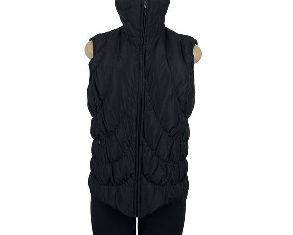 Nine West Womens Black Sleeveless Puffer Vest With Zipped Closure Size M