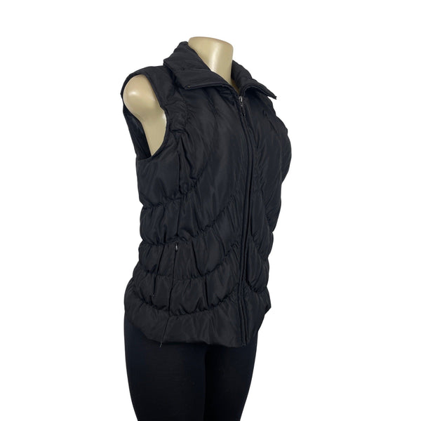 Nine West Womens Black Sleeveless Puffer Vest With Zipped Closure Size M